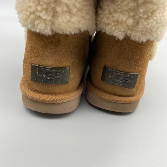 Ugg Women's 8 Katerina Tall Sherpa Suede Boots Winter Chestnut Brown Zipper - Picture 5 of 9